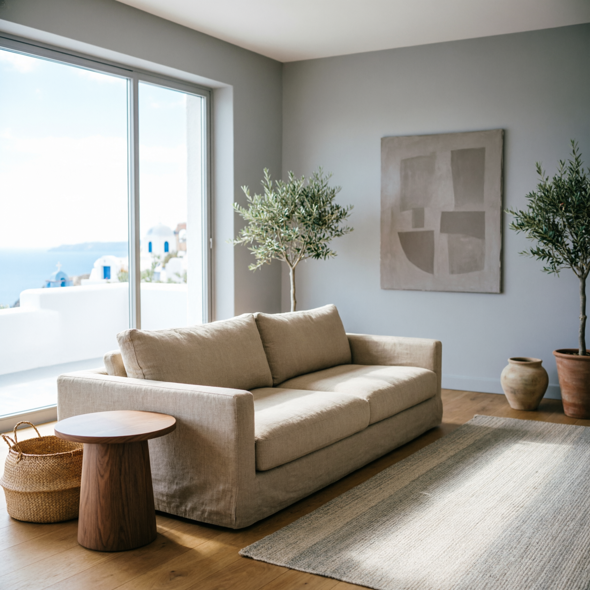 Elegant living room decorated with a minimalist sofa from Paco Mobles